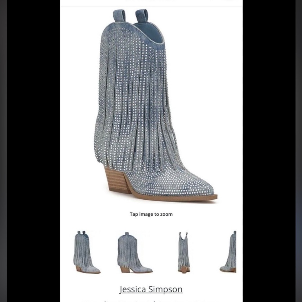 Jessica Simpson Paredisa Rugged Blue Denim western Boots